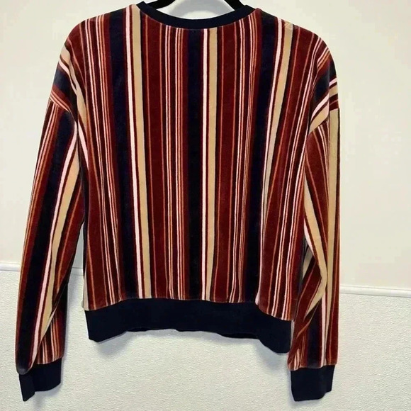 Women's Forever 21 Red & Blue Striped Velvet Sweater Size M - Picture 8 of 10